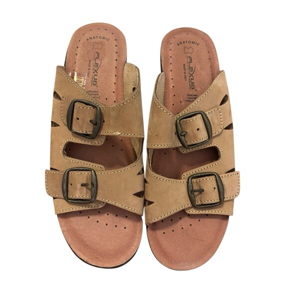 Flexus by‎ Spring Step Women's Size 40 (9.5) Leather Slip On Sandals ITALY - Picture 2 of 16